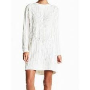 Solutions White Cable Knit Sweater Dress